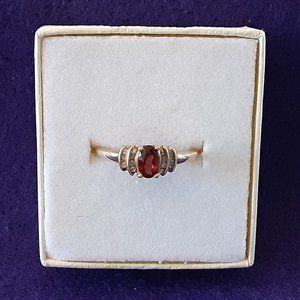 Mandarin Garnet and Diamond Ring